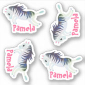 Reeks 4 Kleine Persoonlijke Zebra Sticker (Voorkant)