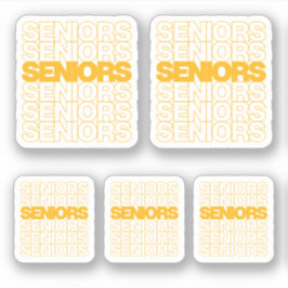 Reeks 5 Gele Senioren Seniors Douane-Besnoeiing Sticker