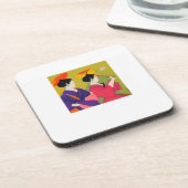 Reeks 6 duurzame corkback onderzetters met 2 Geish (Linkerzijde)