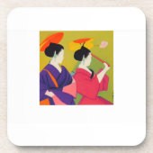 Reeks 6 duurzame corkback onderzetters met 2 Geish (Voorkant)