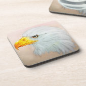 Reeks 6 Witte Eagle Onderzetters Set, Vogeltekenin (Linkerzijde)