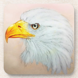 Reeks 6 Witte Eagle Onderzetters Set, Vogeltekenin