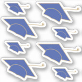 Reeks 8 Blauwe Kappen van de Graduatie Douane-Besn Sticker (Voorkant)