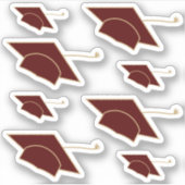 Reeks 8 Maroon Graduation Caps Custom-Cut Sticker (Voorkant)