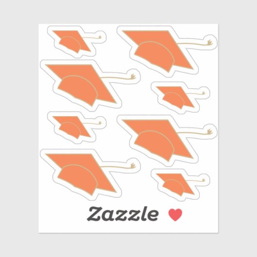 Reeks 8 Oranje Graduation Caps Custom-Cut Sticker (Vel)
