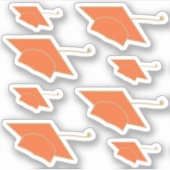 Reeks 8 Oranje Graduation Caps Custom-Cut Sticker (Voorkant)