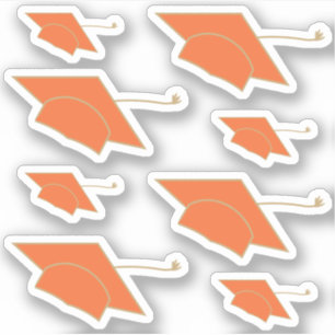 Reeks 8 Oranje Graduation Caps Custom-Cut Sticker
