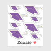 Reeks 8 Paarse Graduation Caps Custom-Cut Sticker (Vel)