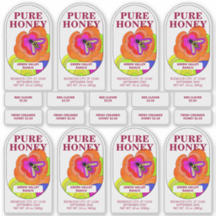 Reeks 8 Pop Kunstbloem Transparante honingvoer Sticker