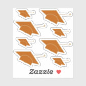 Reeks 8 Verbrandde Oranje Graduation Caps Douane-B Sticker (Vel)