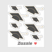 Reeks 8 zwarte Graduation Caps Custom-Cut Sticker (Vel)