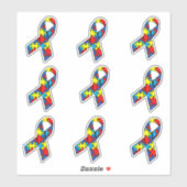 Reeks 9 Autism Awareness Ribbons Sticker (Vel)