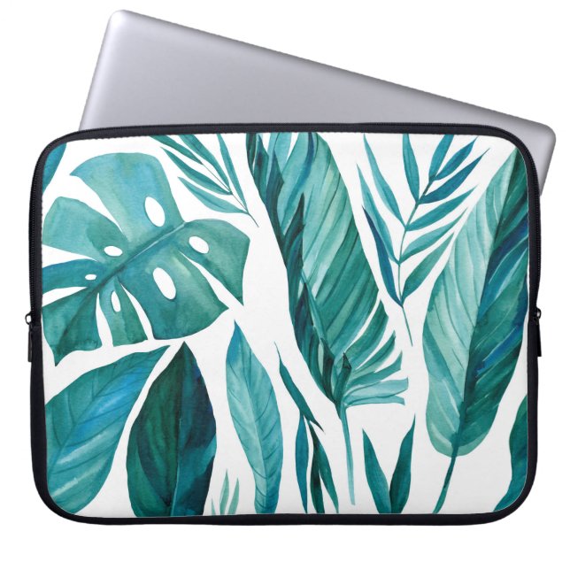 Reeks abstracte tropische palmbladeren op geïsolee laptop sleeve (Voorkant)