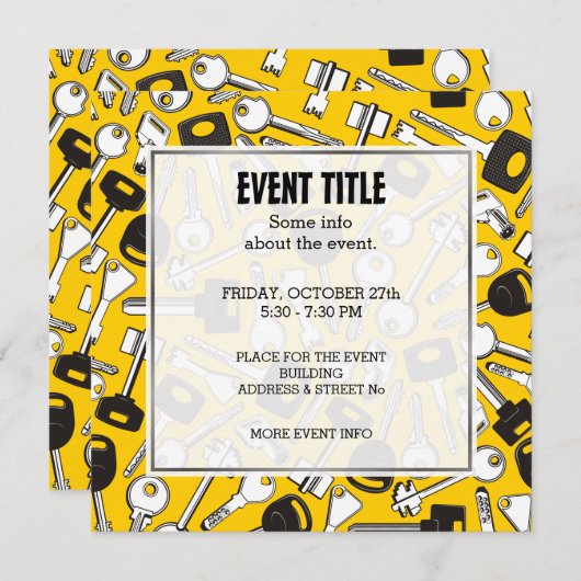 Reeks Achtergrondvierkant van Sleutels Kaart (Voorkant / Achterkant)