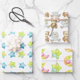 Reeks baby shower papiervaten voor onmiddellijke v inpakpapier vel