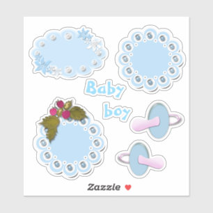 Reeks, babystickers, fopspeen, blauw, labels, sticker