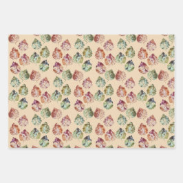 Reeks blaaspapier voor herfst leder Reeks van 3 Inpakpapier Vel