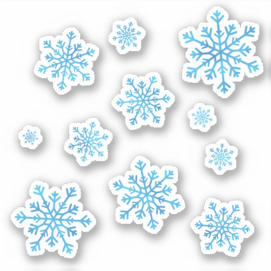 Reeks blauw-kerstwintersneeuwvlokken sticker (Voorkant)