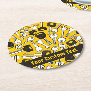 Reeks de Achtergrond van Sleutels Ronde Kartonnen Onderzetter