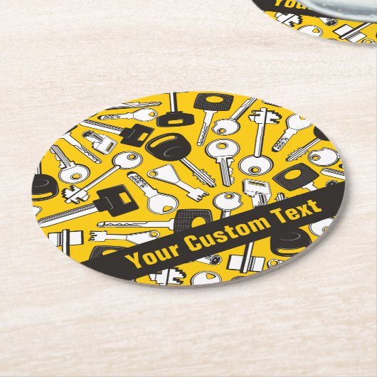 Reeks de Achtergrond van Sleutels Ronde Kartonnen Onderzetter (Gebogen)