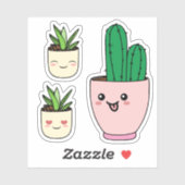 Reeks drie Kawaii Succulent Plant Vinyl Cutout Sticker (Vel)