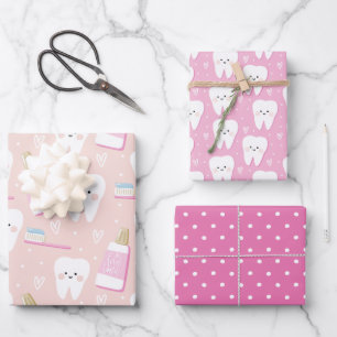 Reeks eerste tappapier voor meisje van 3 inpakpapier vel