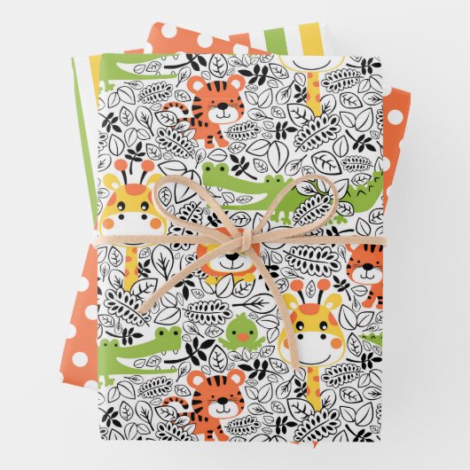 Reeks Giraffe van Lion Tiger-plukker Inpakpapier Vel (In situ)