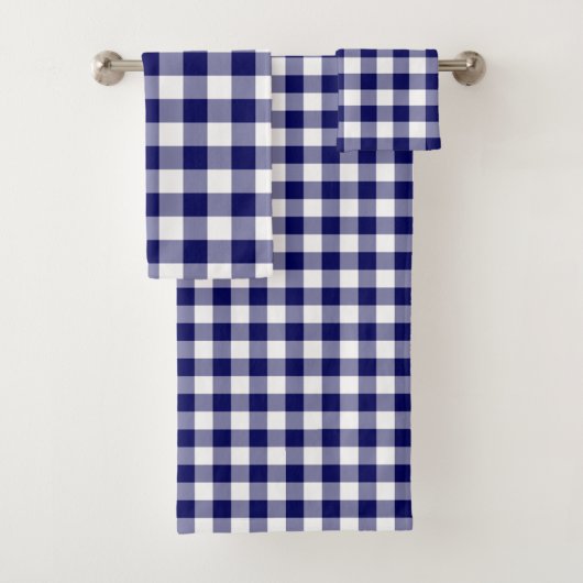 Reeks handdoeken van Navy en White Gingham Pset (Insitu)