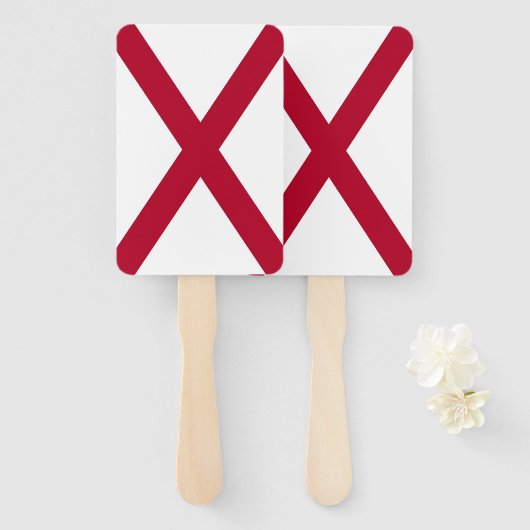 Reeks handventilatoren met vlag van Alabama, Veren Handwaaier (Voorkant en achterkant)