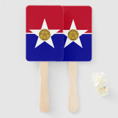 Reeks handventilatoren met vlag van Dallas Handwaaier (Voorkant en achterkant)