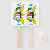 Reeks handventilatoren met vlag van de Maagdeneila Handwaaier (Voorkant en achterkant)