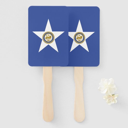 Reeks handventilatoren met vlag van Houston Handwaaier (Voorkant en achterkant)