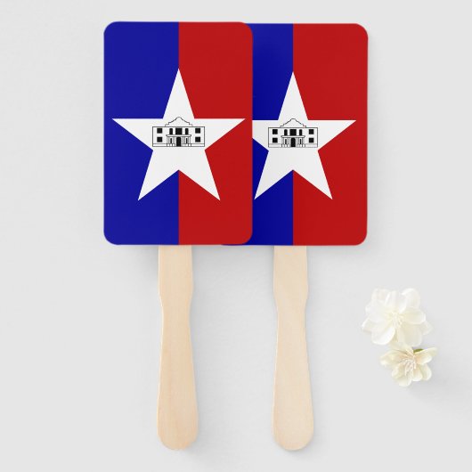 Reeks handventilatoren met vlag van San Antonio Handwaaier (Voorkant en achterkant)