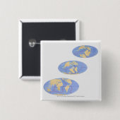 reeks illustraties van de aarde vierkante button 5,1 cm (Voorkant /achterkant)