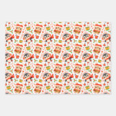 Reeks kerstboomkorren en pinguïns met inpakken inpakpapier vel (Voorkant)