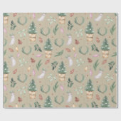 Reeks kerstpapier met Waterverf ompakken Cadeaupapier (Vlak)