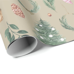 Reeks kerstpapier met Waterverf ompakken Cadeaupapier