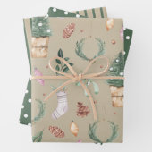 Reeks kerstpapier met Waterverf ompakken Inpakpapier Vel (In situ)