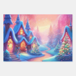 Reeks kerstpapier van 3 inpakpapier vel