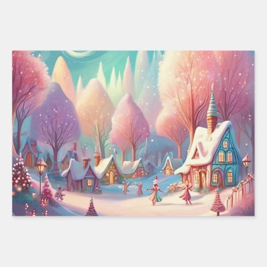 Reeks kerstpapier van 3 inpakpapier vel (Voorkant)