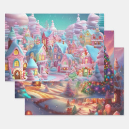 Reeks kerstpapier van 3 inpakpapier vel