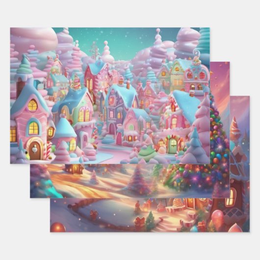 Reeks kerstpapier van 3 inpakpapier vel (Set)