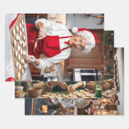 Reeks kerstpapier van 3 inpakpapier vel