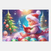 Reeks kerstpapier van 3 inpakpapier vel (Voorkant 2)