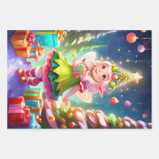 Reeks kerstpapier van 3 inpakpapier vel (Voorkant)