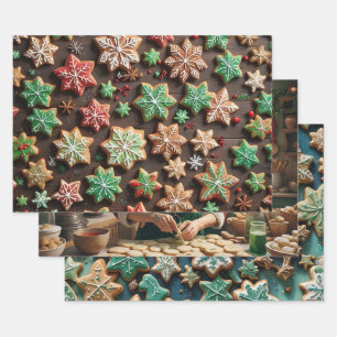 Reeks kerstpapier van 3 inpakpapier vel