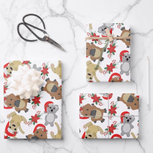 Reeks kerstpapier voor kerstcadeautjes inpakpapier vel (Voorkant)