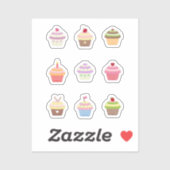Reeks kleurrijke Stickers cupcakes (Vel)