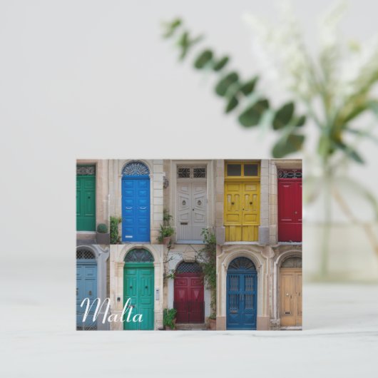 Reeks kleurrijke voordeuren in Malta Briefkaart (Staand voorkant)