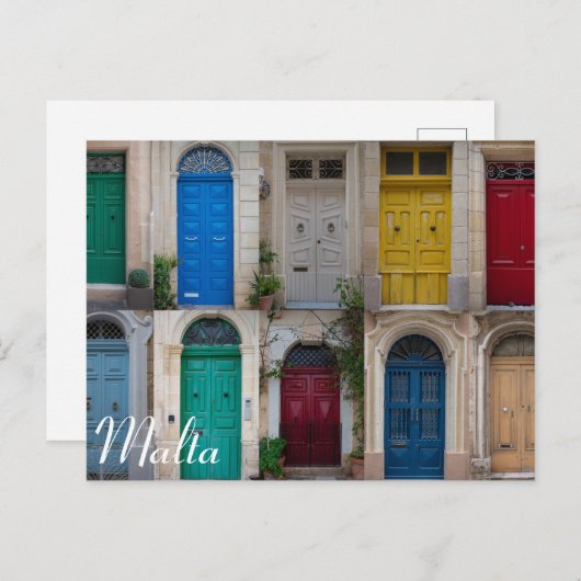 Reeks kleurrijke voordeuren in Malta Briefkaart (Voorkant / Achterkant)